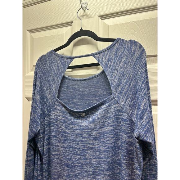 Zelos Women's Size XL Heather Blue Cutout Back Long Sleeve Athleisure Top - Picture 4 of 6
